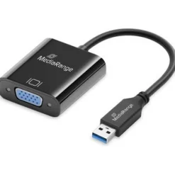 0.20m MediaRange USB-A 3.0 auf VGA(HD15)Video Konverter, sw