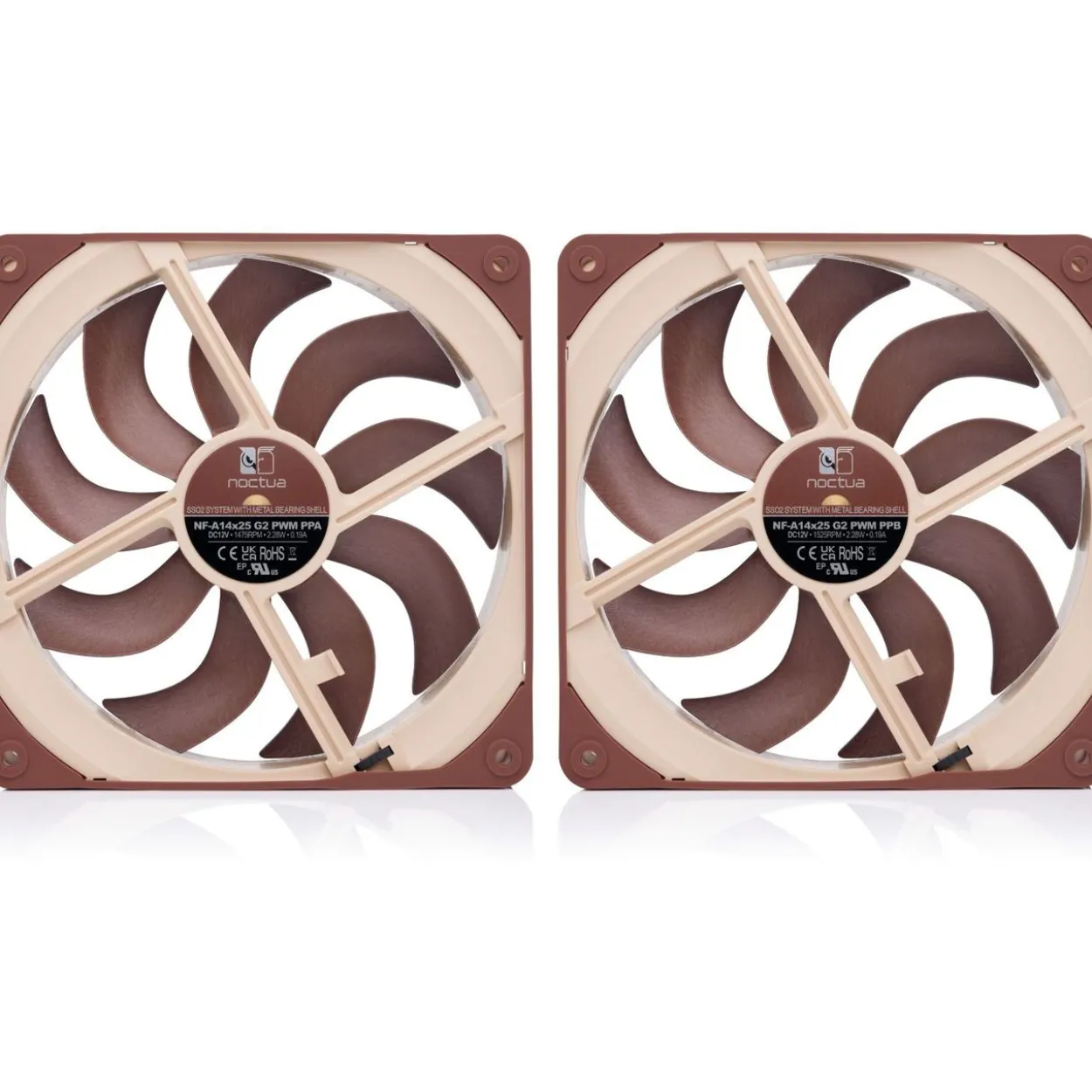 140mm Noctua NF-A14x25 G2 PWM Sx2-PP Gehäuselüfter (2 Stück)