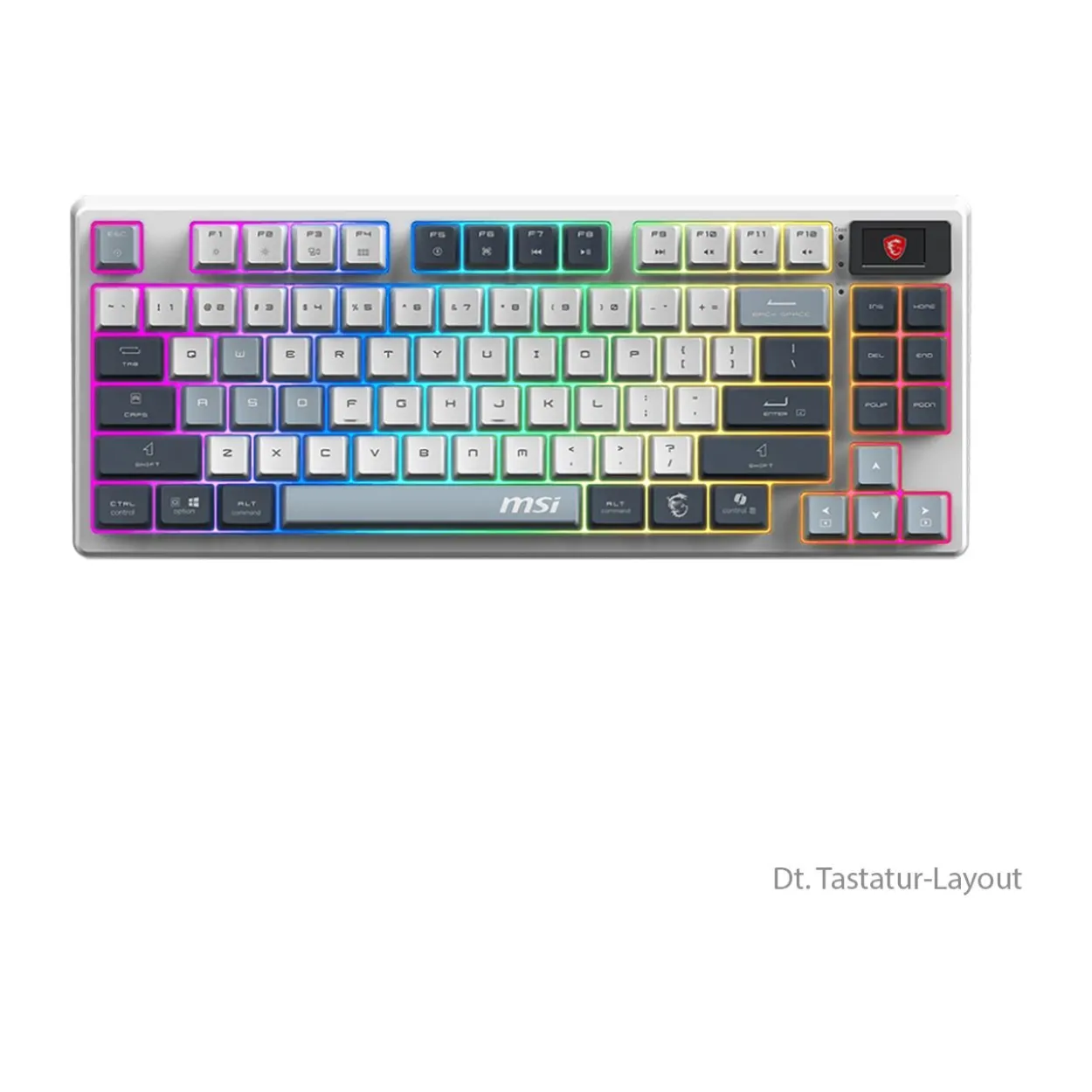 MSI FORGE GK600 TKL W SKY KTT Purple Star USB und Bluetooth Deutsch weiß/grau (kabellos)