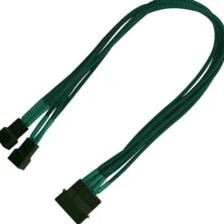 Nanoxia 30 cm grünes Adapterkabel für 4-Pin Molex zu 2x 3-Pin (NX42A30G)