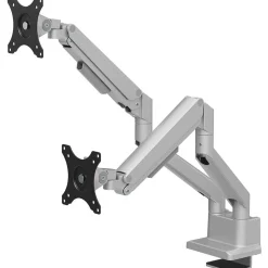 NEOMOUNTS Next Slim Desk Mount Double Display topfix clamp and grommet silber