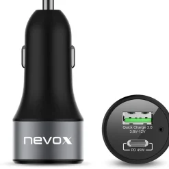 nevox Nevox PD KFZ-Ladegerät USB-C + USB QC3.0 (63W) schwarz