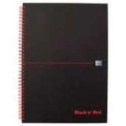 OXFORD Collegeblock Black n'Red Spiralbuch kariert DIN A5 ohne Rand