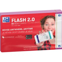 OXFORD 80 Karteikarten FLASH 2.0 DIN A7 weiß, lila blanko