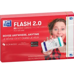 OXFORD 80 Karteikarten FLASH 2.0 DIN A7 weiß, rot blanko