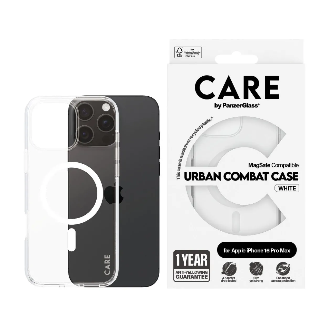 PanzerGlass CARE Flagship Colors iPhone 16 Pro Max weiß