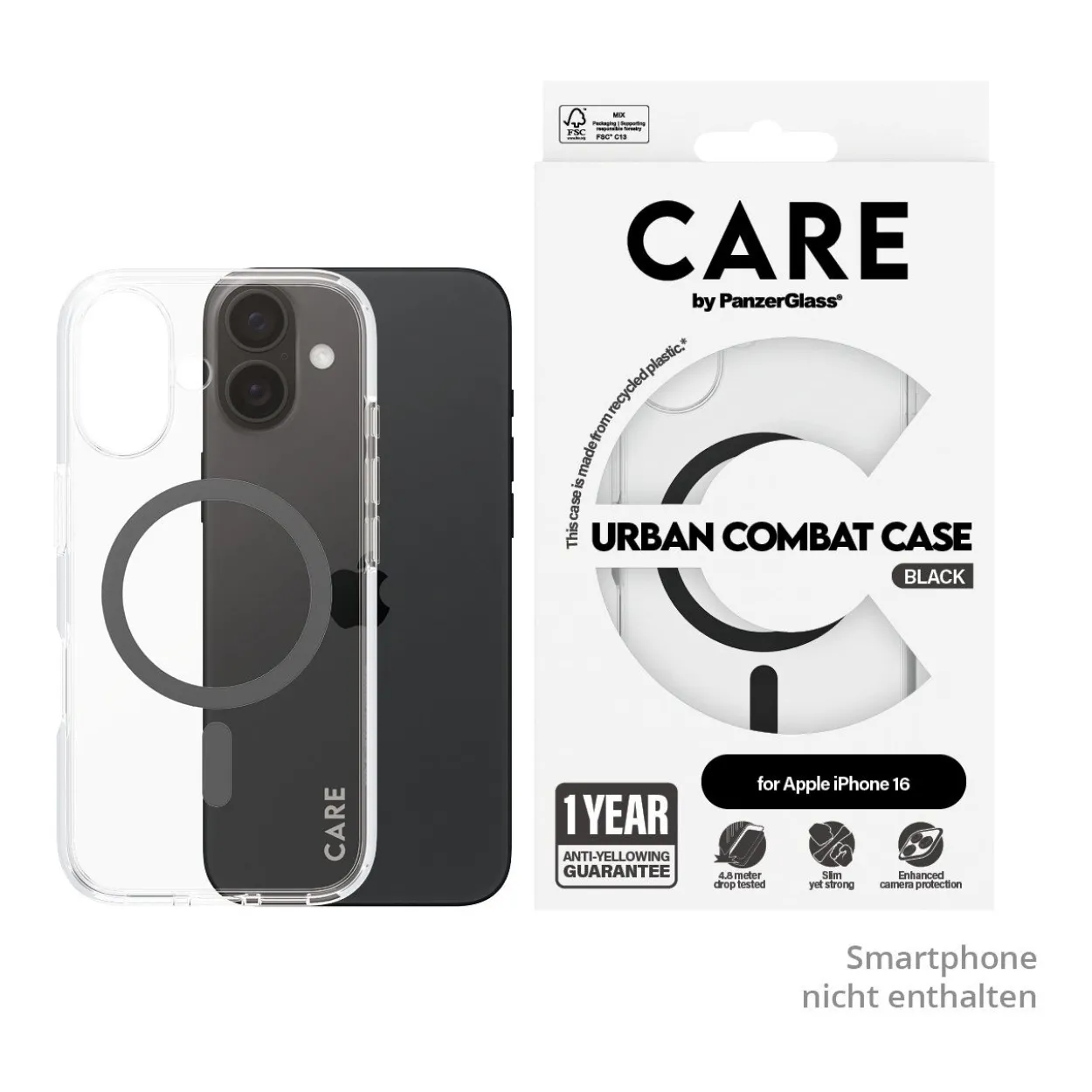 PanzerGlass CARE Flagship Colors iPhone 16 schwarz