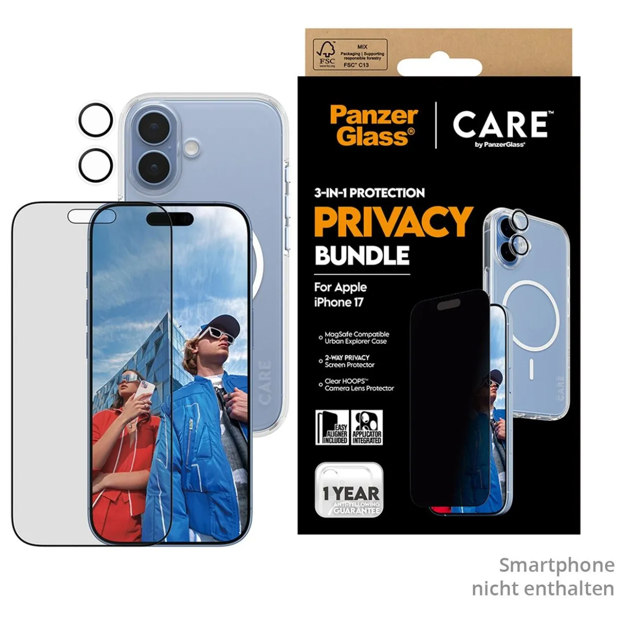 PanzerGlass CARE 3-in-1 Flagship Privacy Bundle iPhone 17