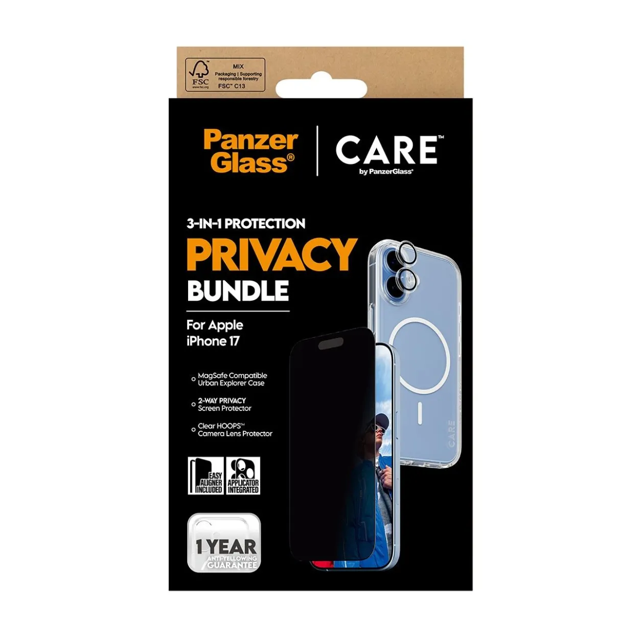 PanzerGlass CARE 3-in-1 Flagship Privacy Bundle iPhone 17