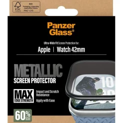 PanzerGlass Screen Protector w. black Metal Frame Apple Watch 42mm