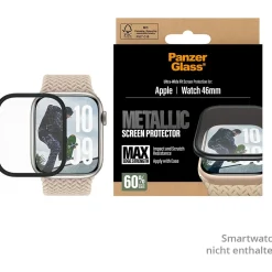 PanzerGlass Screen Protector w. black Metal Frame Apple Watch 46mm