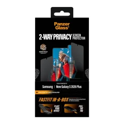PanzerGlass 2-Way Privacy Displayschutz Samsung Galaxy S26+ Ultra-Wide Fit m. FASTFIT IN-A-BOX