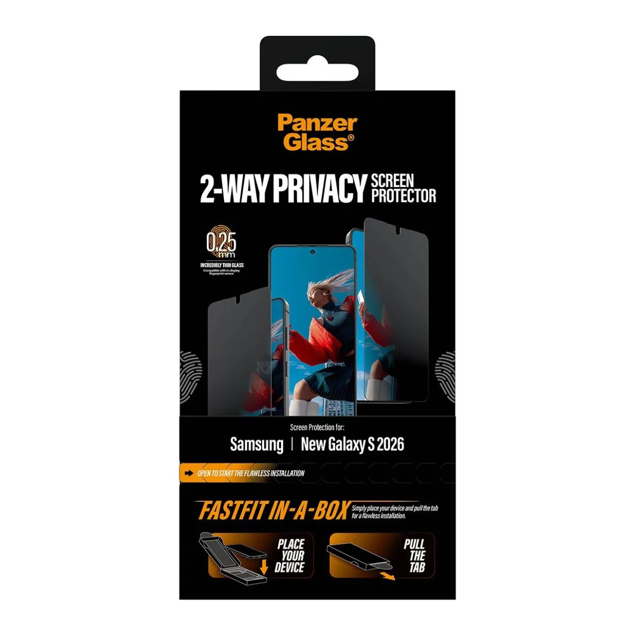 PanzerGlass 2-Way Privacy Displayschutz Samsung Galaxy S26 Ultra-Wide Fit m. FASTFIT IN-A-BOX