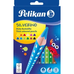 Pelikan Dreikant-Buntstifte Silverino dick, 12er Kartonetui