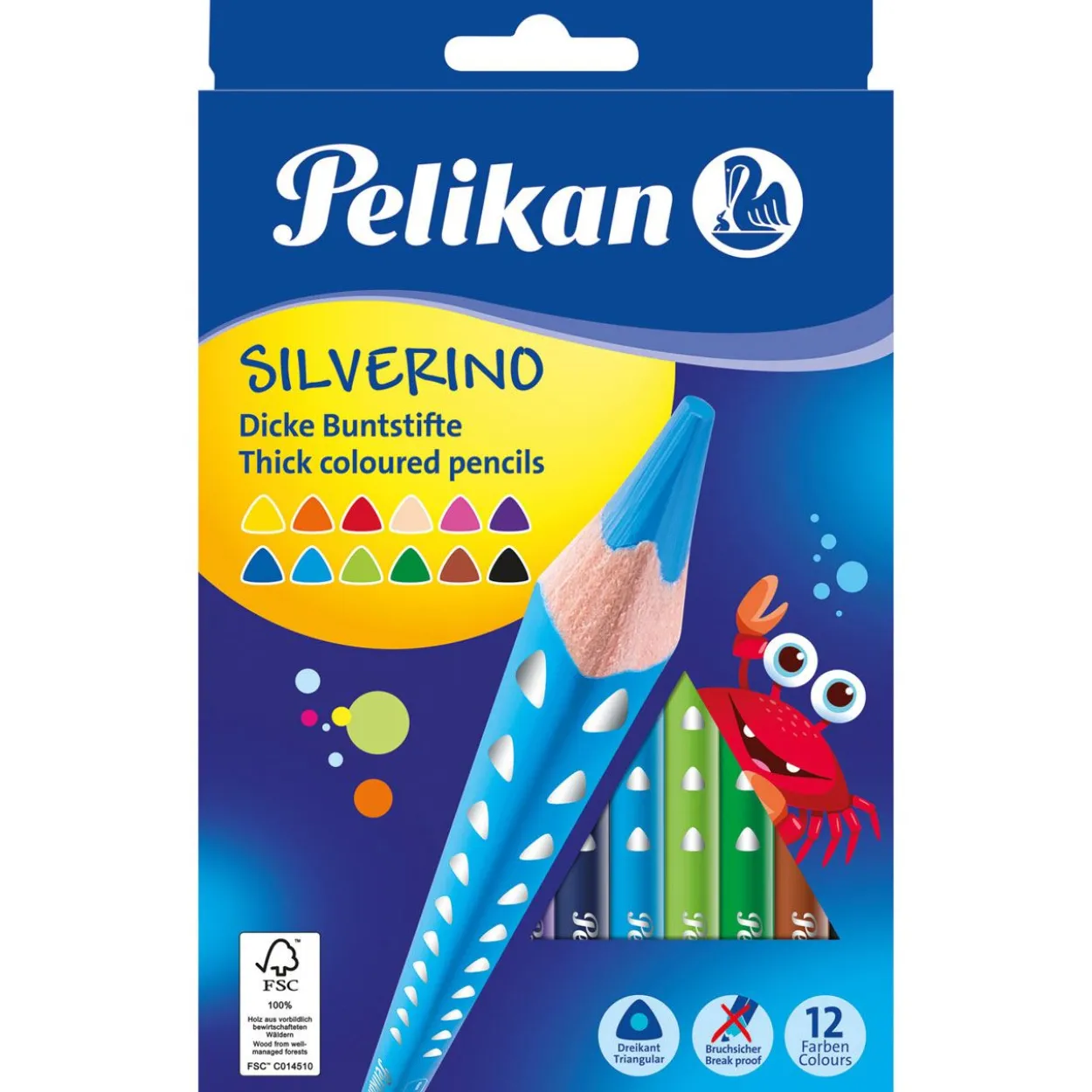 Pelikan Dreikant-Buntstifte Silverino dick, 12er Kartonetui