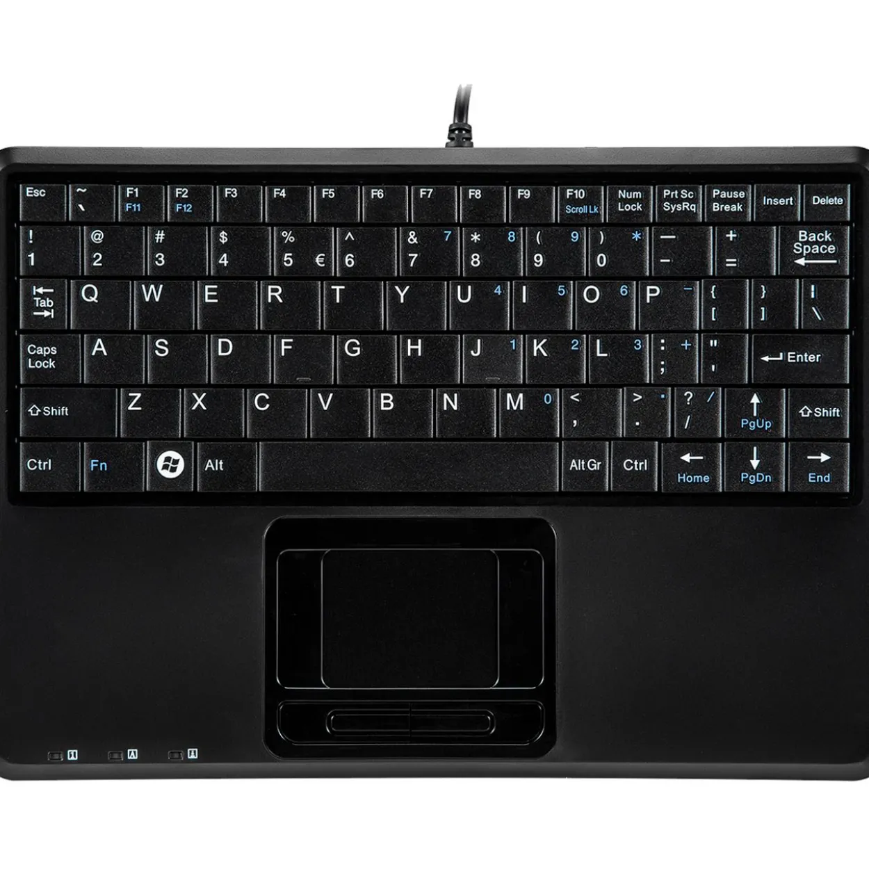 Perixx PERIBOARD-510 H PLUS IT, Mini USB-Tastatur, Touchpad, Hub, schwarz