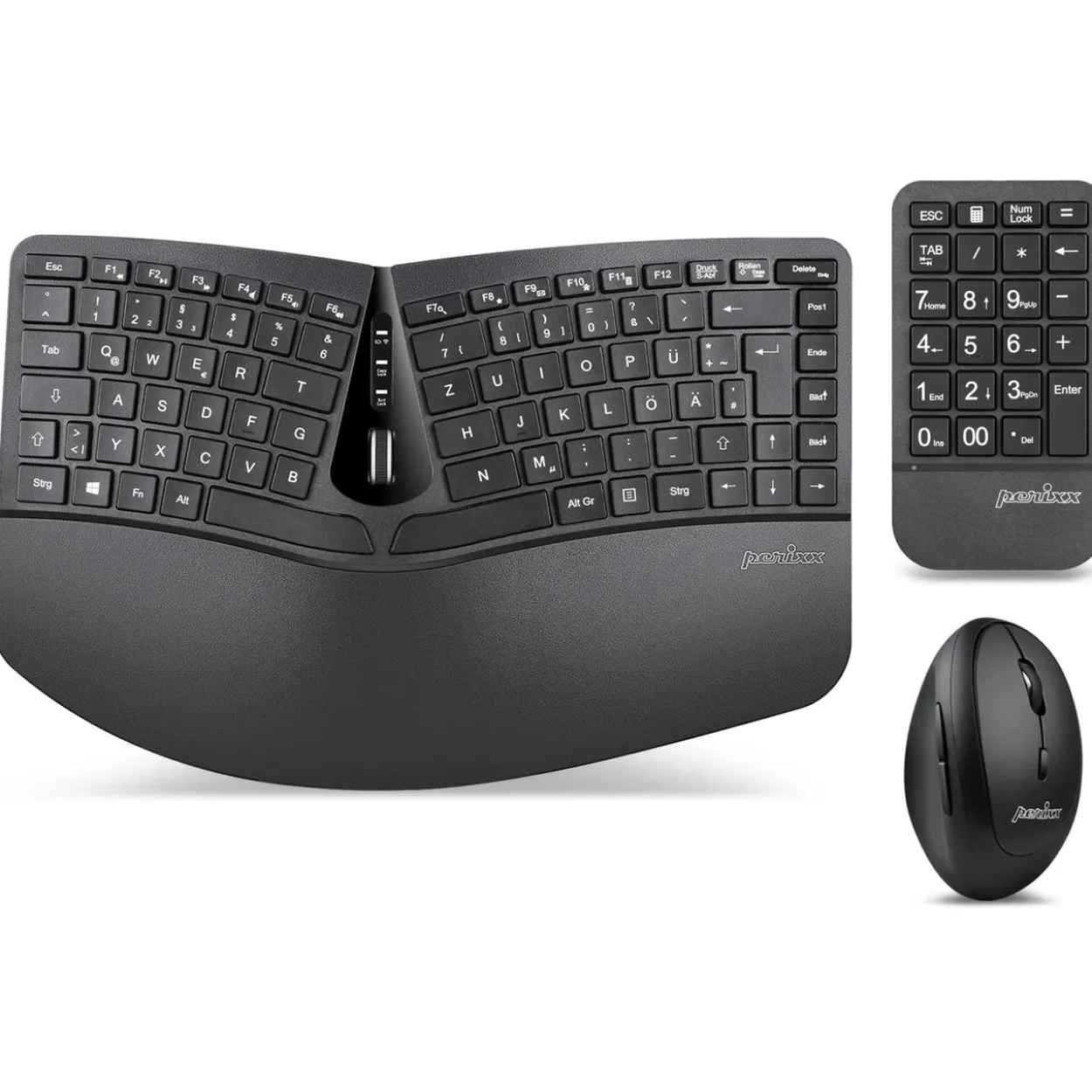 Perixx Periduo 606A 3-in-1 Combo Deutsch 2.4 GHz und USB schwarz