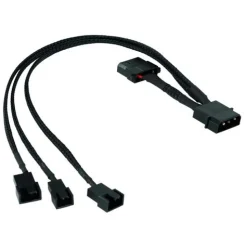 Phobya Y-Adapter 4Pin Molex auf 3x 2Pin 30cm - Schwarz