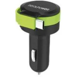 Realpower Car Charger C - integrated USB-C Cable + 1x USB
