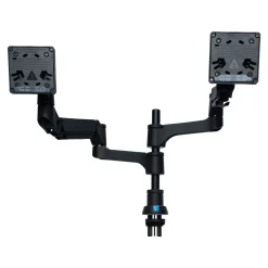 R-GO Caparo 4 Twin Monitorarm 3-9 kg Gasfeder dynamisch ergonomisch Monitorhalterung Tischhalterung Aluminium 2 Monitore VESA