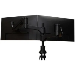 R-GO Caparo 4 Twin Monitorarm 3-9 kg Gasfeder dynamisch ergonomisch Monitorhalterung Tischhalterung Aluminium 2 Monitore VESA
