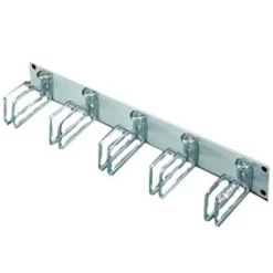 Rittal 19" Rangierfrontplatte, 1 HE, 5 Kabelrangierbügel 43 x 105 mm (Metall), montiert, hellgrau RAL 7035