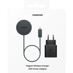 Samsung Magnet Wireless Charger 25 Watt mit Schnellladeadapter 45 W Dark Gray, EP-P2900TB