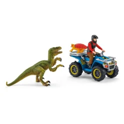 Schleich Dinosaurs 41466 Flucht auf Quad vor Velociraptor Spielfiguren-Set