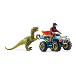 Schleich Dinosaurs 41466 Flucht auf Quad vor Velociraptor Spielfiguren-Set