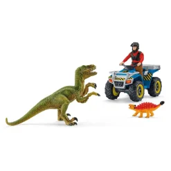 Schleich Dinosaurs 41466 Flucht auf Quad vor Velociraptor Spielfiguren-Set