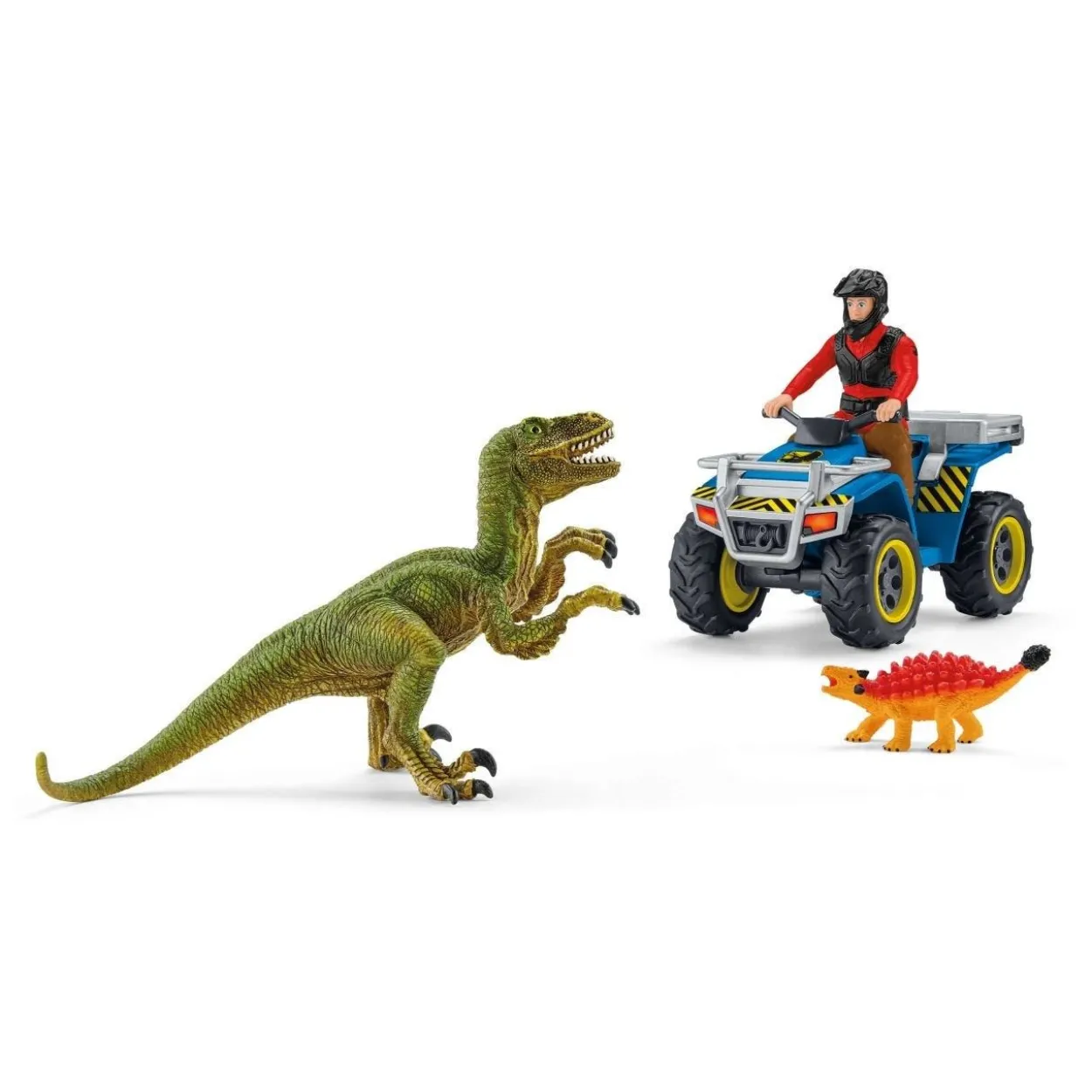 Schleich Dinosaurs 41466 Flucht auf Quad vor Velociraptor Spielfiguren-Set