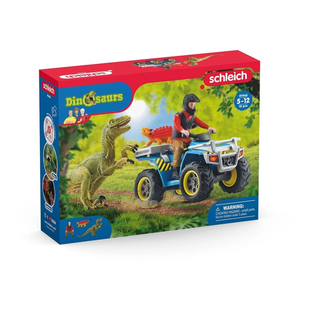 Schleich Dinosaurs 41466 Flucht auf Quad vor Velociraptor Spielfiguren-Set