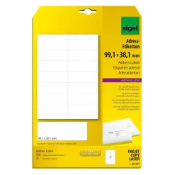SIGEL 350 Adressetiketten LA321 weiß 99,1 x 38,1 mm