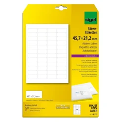 SIGEL 1200 Adressetiketten LA315 weiß 45,7 x 21,2 mm