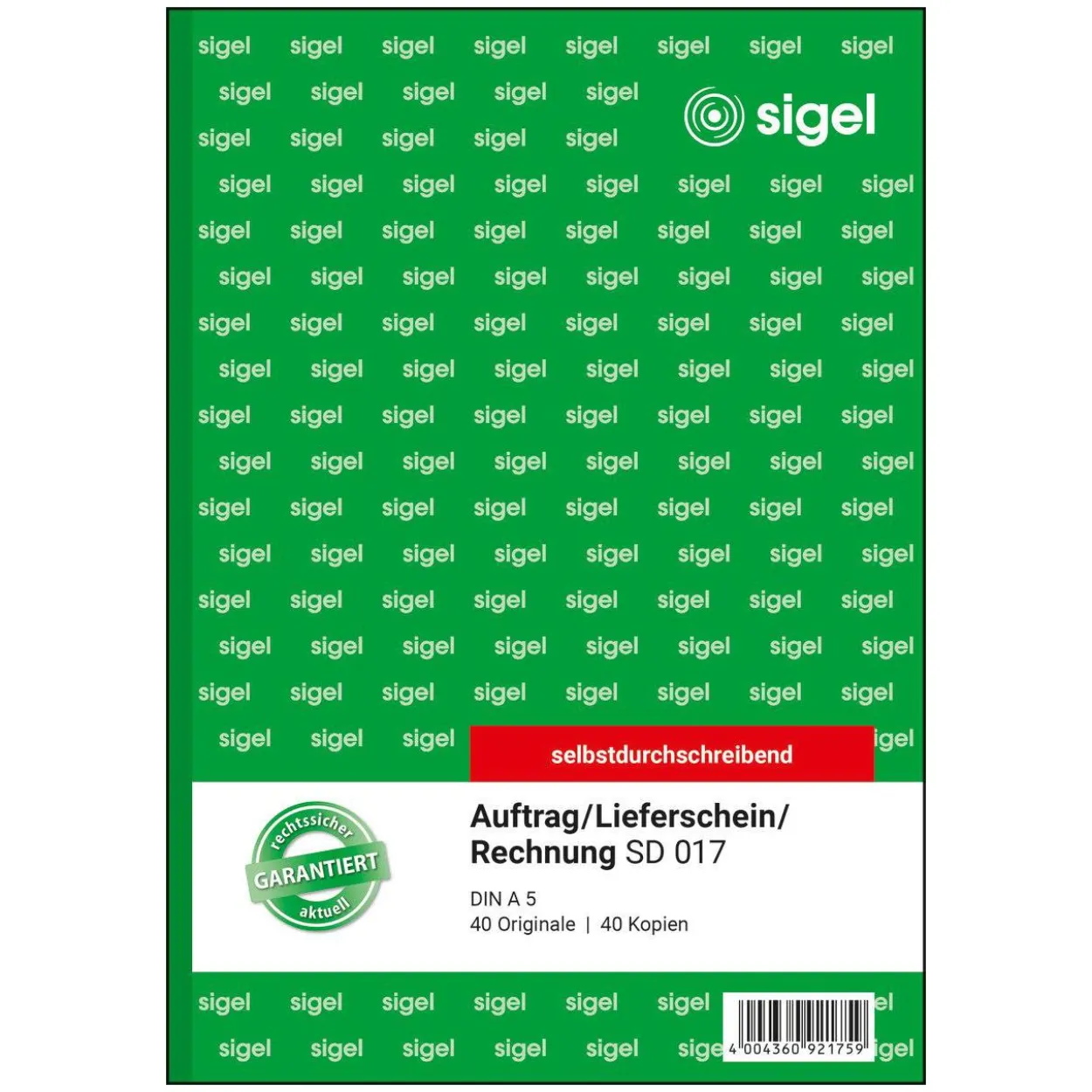 SIGEL Auftrag/Lieferscheine /Rechnungen Formularbuch SD017