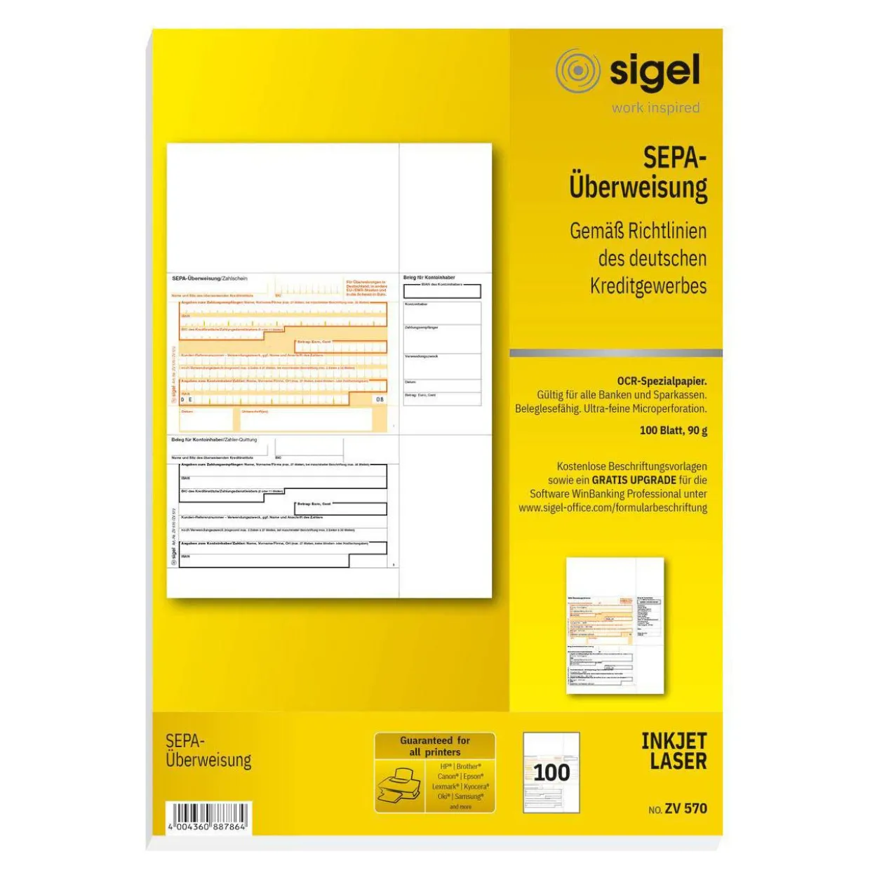 sigel Bankformular "PC-SEPA-Überweisung", DIN A4 (ZV570)