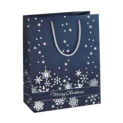 SIGEL 3 Geschenktaschen Silver Snowflakes Motiv 26,0 x 33,0 cm