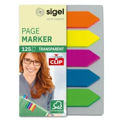SIGEL Haftmarker Pfeile mit Clip Haftmarker farbsortiert 5x 25 Streifen