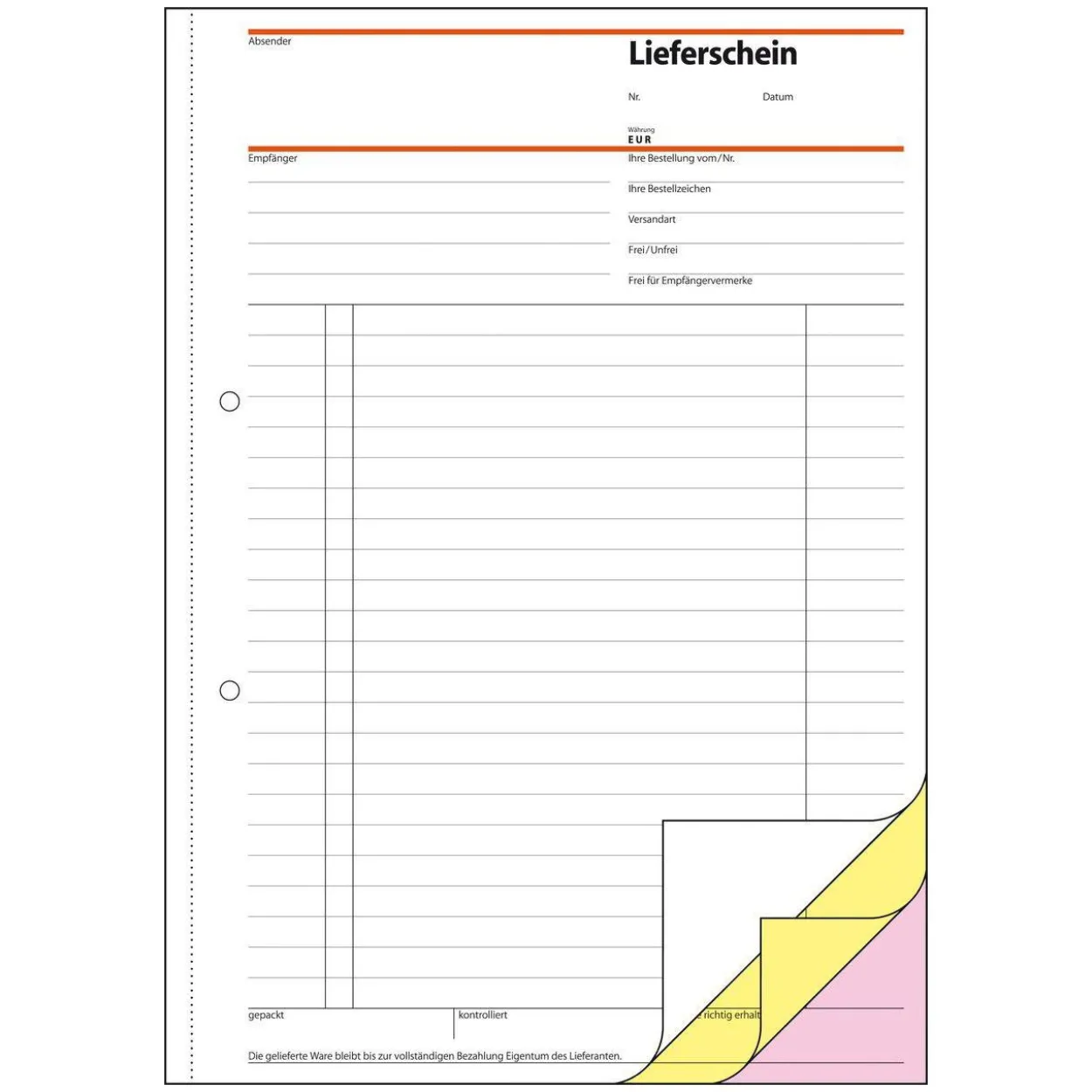 SIGEL Lieferschein mit Empfangsschein Formularbuch SD016
