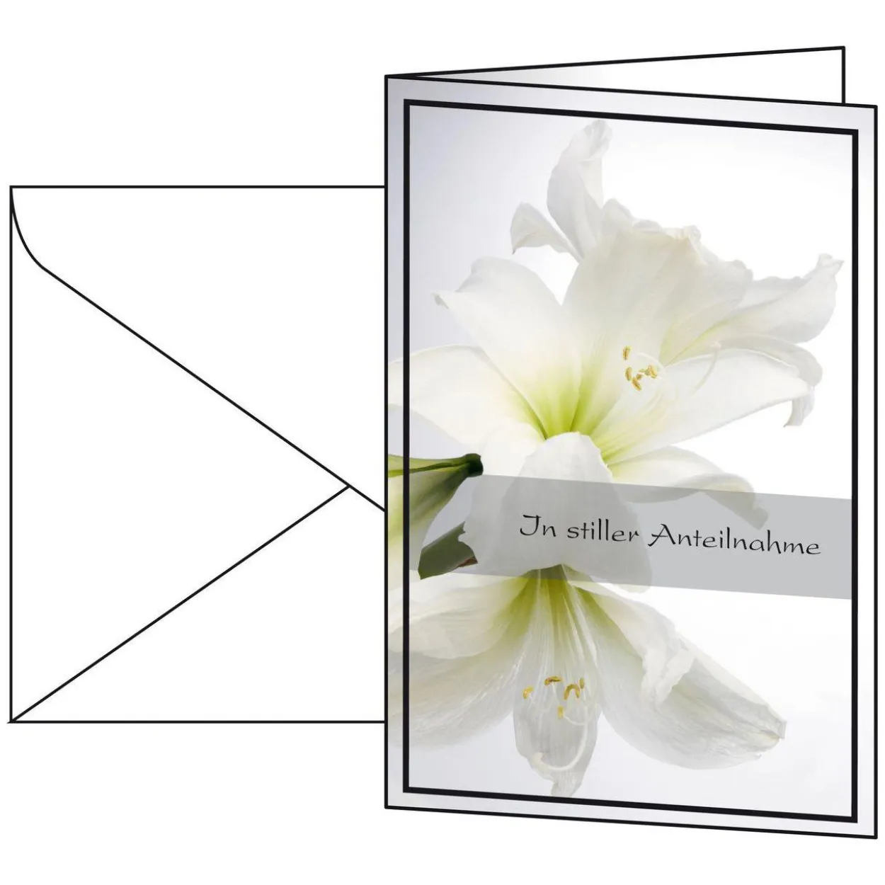 SIGEL 10 Trauerkarten weiße Amaryllis DIN A6