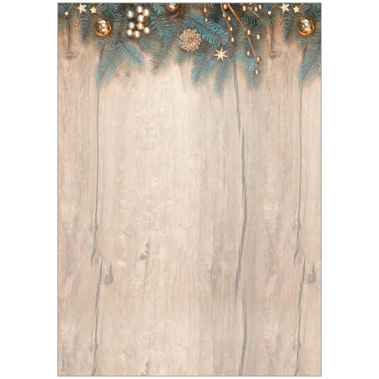SIGEL Weihnachtsbriefpapier Golden Greens Motiv DIN A4 90 g/qm 25 Blatt