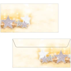 SIGEL 50 Weihnachtsbriefumschläge Glitter Star DIN lang ohne Fenster