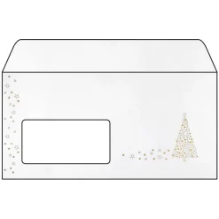 SIGEL 50 Weihnachtsbriefumschläge Golden Tree DIN lang mit Fenster