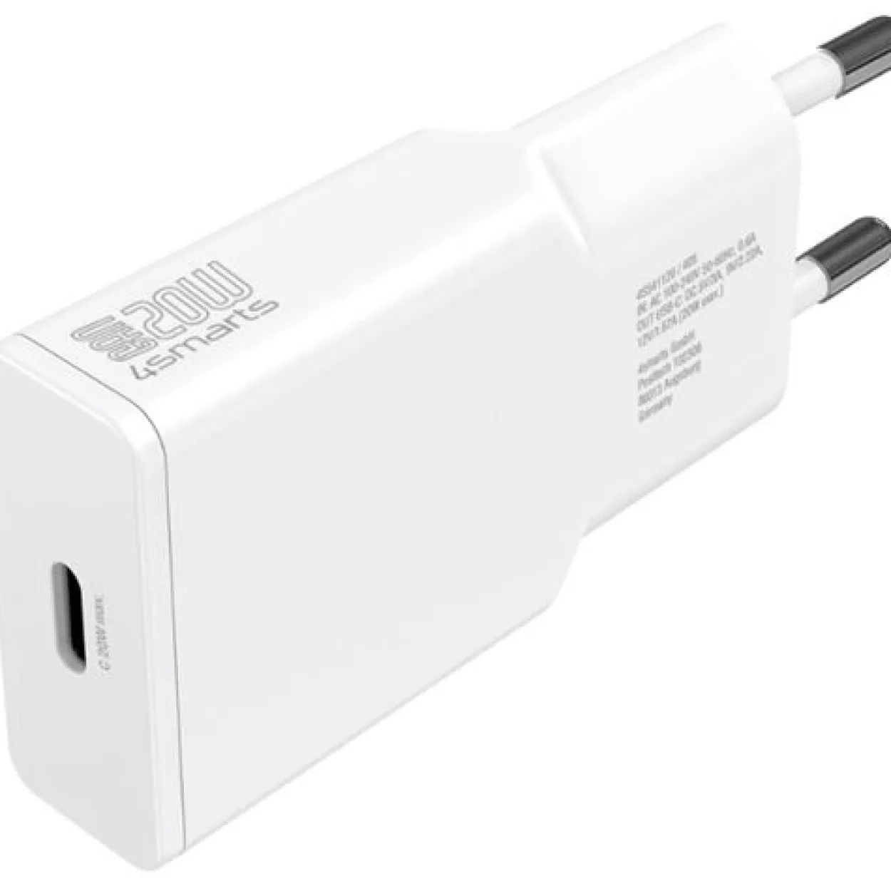 4smarts Netzladegerät PDPlug Slim 20W GaN 1C und USB-C Kabel 1,5m weiß