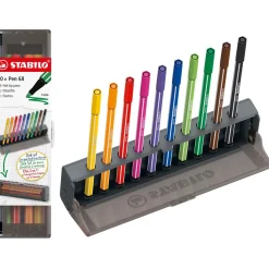 STABILO Pen 68 Filzstifte farbsortiert, 10 St. Kunststoffbox