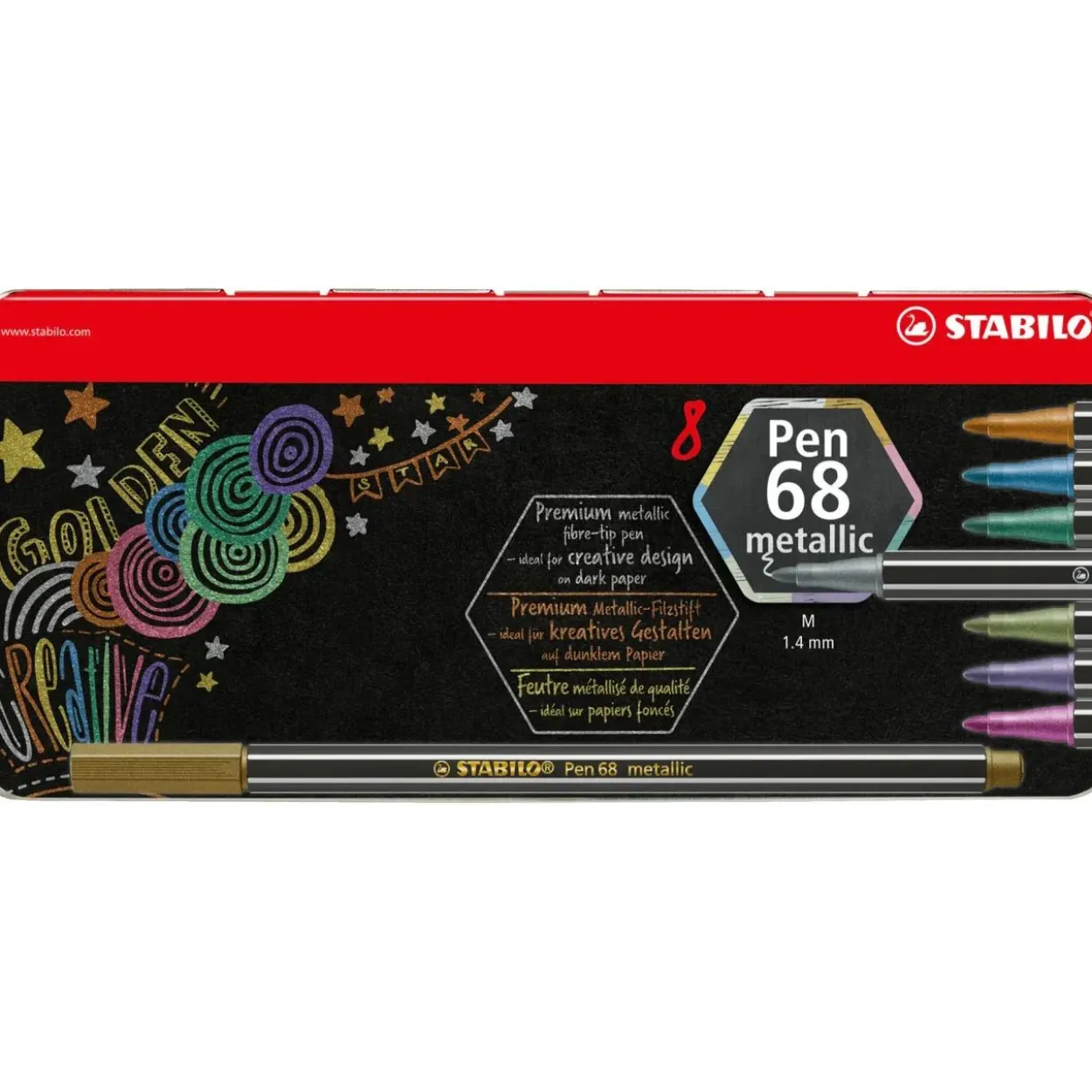 STABILO Pen 68 metallic Filzstifte farbsortiert, 8 St.