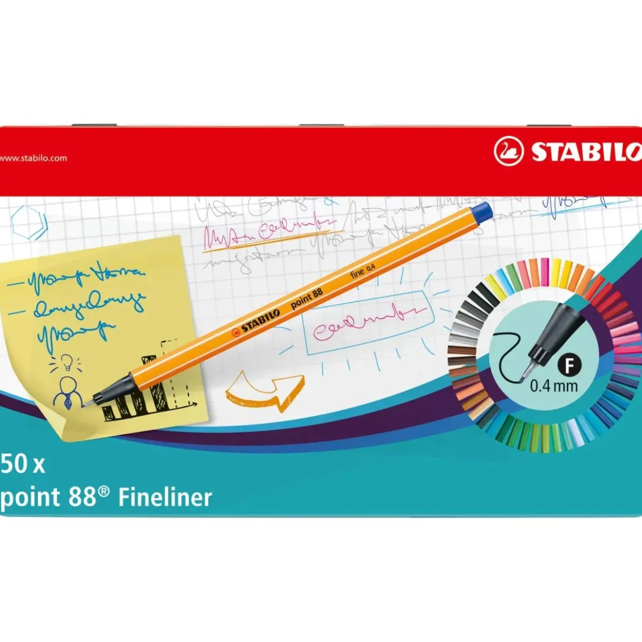 STABILO point 88 Fineliner farbsortiert 0,4 mm, 50 St.
