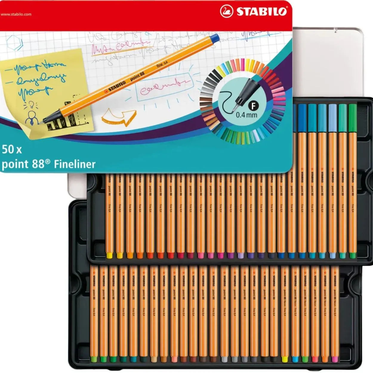 STABILO point 88 Fineliner farbsortiert 0,4 mm, 50 St.