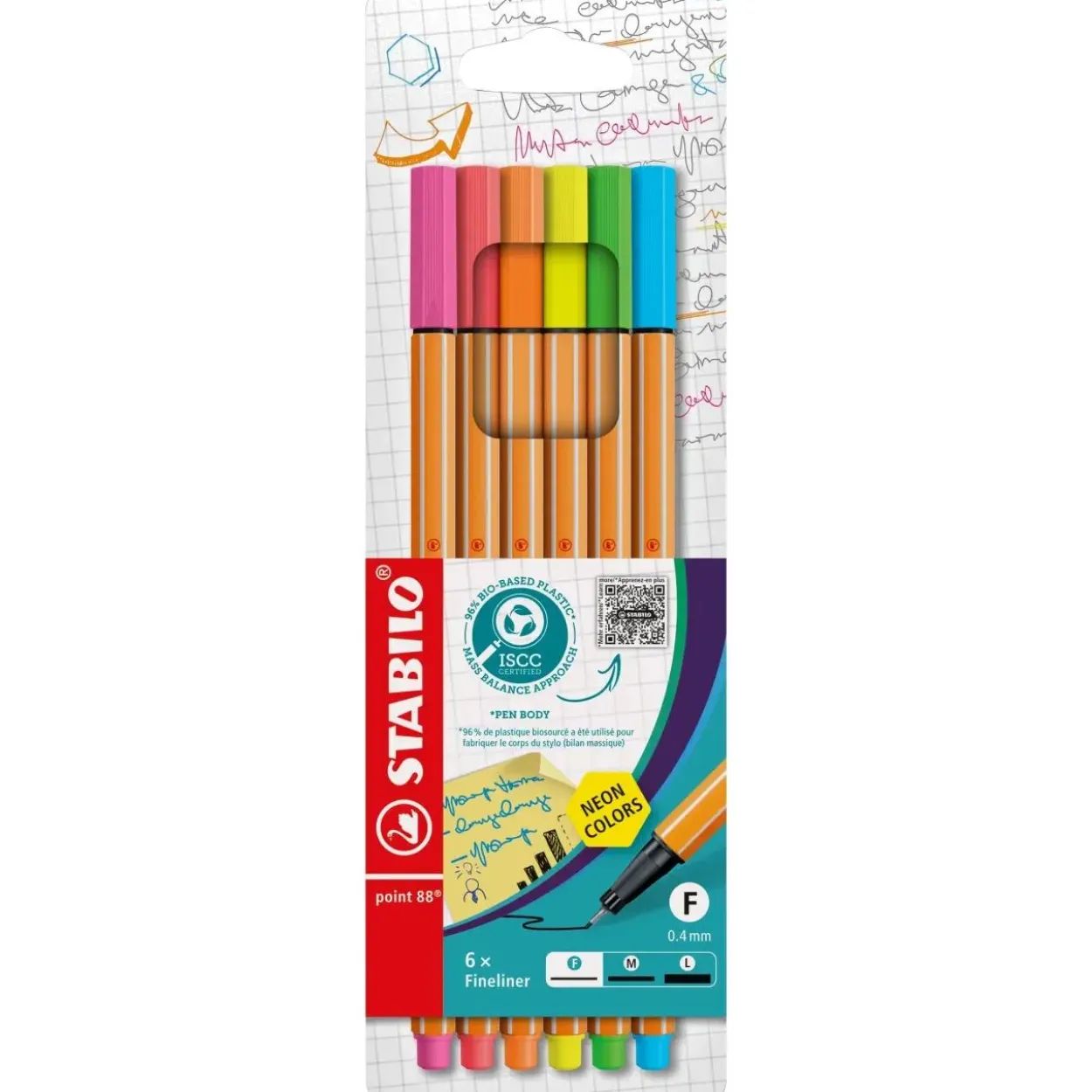 STABILO point 88 NEON Fineliner farbsortiert 0,4 mm, 6 St.