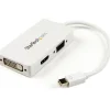 Startech Displayport Adapter Mini Displayport Stecker auf VGA 15pol Buchse + HDMI A-Buchse + DVI-D 24+1 Buchse Weiß schraubbar